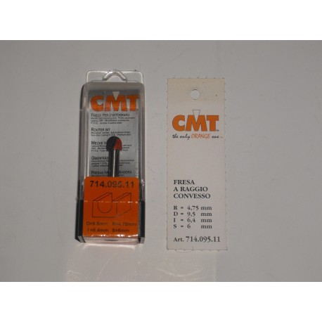 fresa a raggio convesso R.4,75 D.9,5 I.6,4 L.50,8 714.095.11