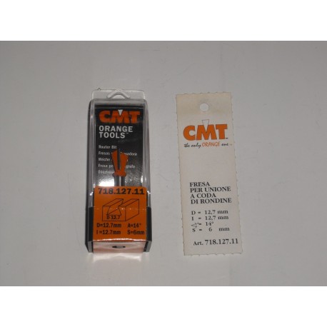 fresa per unione a coda di rondine d.12,7 I.12,7 L.52.4 A.14° 718.127.11