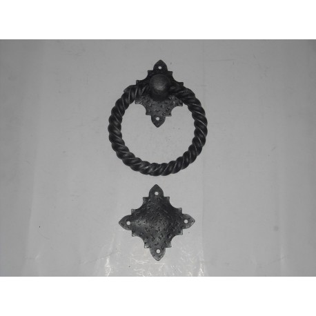 battente anello maniglia per porta ferro forgiato nero d.100mm. 171/100 BG171-10