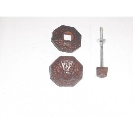 pomo per porta fisso ottagonale ferro forgiato marrone d.62mm. 321100642