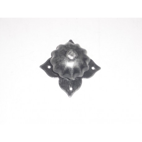 pomo per porta fisso e mobile con quadro 8 ferro forgiato nero B198