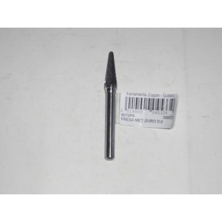 fresa rotativa in metallo duro conica e punta sfera testa d.8mm. 8070P8