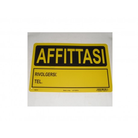 targa in plastica "AFFITTASI" 300X200mm. 030 0182