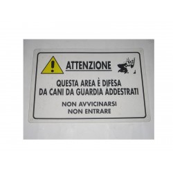 targa in plastica "ATTENZIONE QUESTA AEREA E' DIFESA..." 300X200MM. A16073