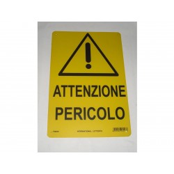 targa in plastica "ATTENZIONE PERICOLO" 300X200MM. T06003