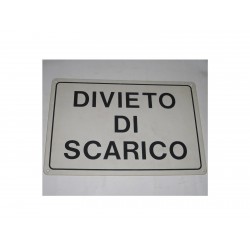 targa in plastica "DIVIETO DI SCARICO" 300X200MM. A1087