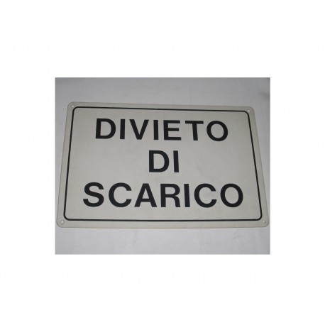 targa in plastica "DIVIETO DI SCARICO" 300X200MM. A1087
