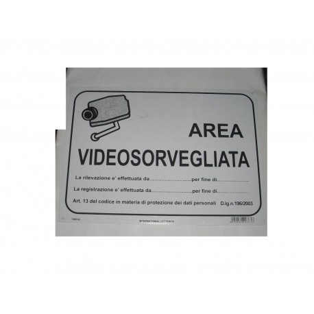 targa in plastica "AREA VIDEOSORVEGLIATA" 350X250 T00763