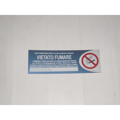 targa in plastica adesiva "VIETATO FUMARE" 180X63MM. T00742