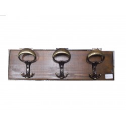 appendiabito portabito ottone bronzato base legno 3 posti