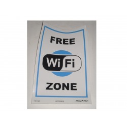 targa in plastica adesiva "FREE WIFI ZONE" 300X200MM. T07103
