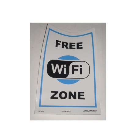 targa in plastica adesiva "FREE WIFI ZONE" 300X200MM. T07103