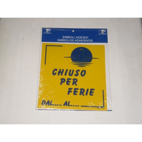 targa in plastica adesiva "CHIUSO PER FERIE" 169X160MM TB1477