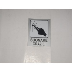 targa in plastica adesiva "SUONARE GRAZIE" 100X80MM. T00864