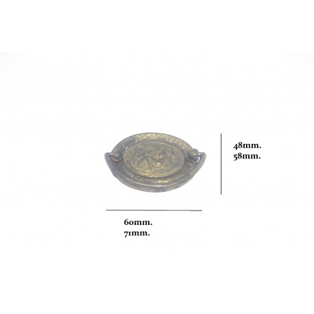 maniglia per mobile ottone bronzato patinato ovale varie misure OM030