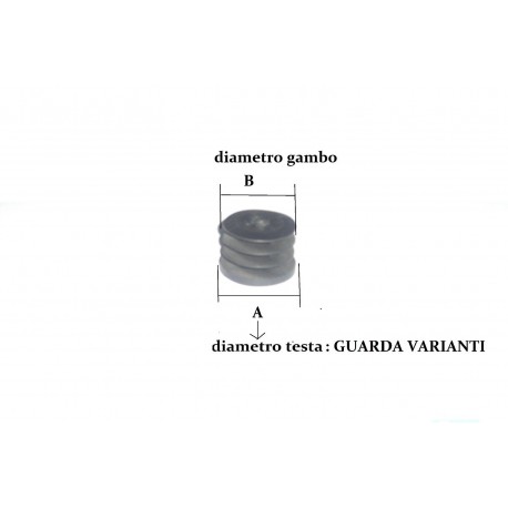 Tappo puntale gommino plastica alettato interno nero diversi diametri 