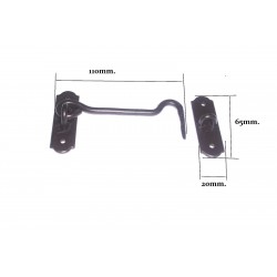 gancio fermaporte 110x65mm. ferro arrugginito marrone fatto a mano FA768.R