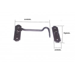 gancio fermaporte 110x65mm. ferro arrugginito marrone fatto a mano FA768.R