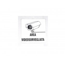 targa in plastica adesiva "AREA VIDEOSORVEGLIATA" 100X100MM. 634E
