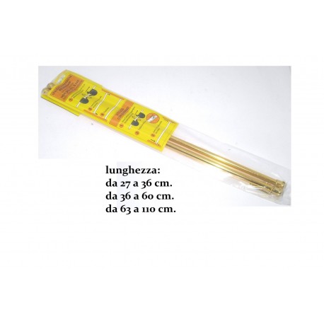 Bacchetta Tenda Estensibile e a molla 27/36-36/60-63/110con ventosa Oro 2 Pezzi 