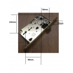 serratura AGB porta infilare centro 50mm. f.22 solo scrocco oro.lu AGBB010095003