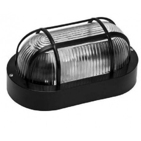 PLAFONIERA OVALE NERA CON GABBIA 3858