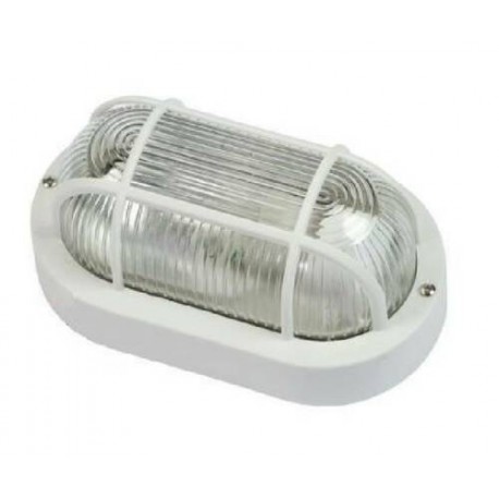 PLAFONIERA OVALE BIANCA CON GABBIA 3841