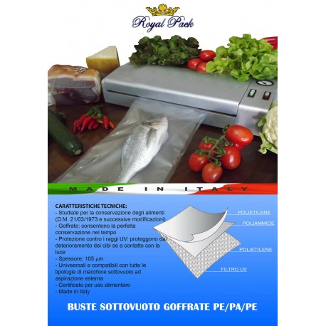 BUSTE SOTTOVUOTO 25PZ GOFFRATE ROYAL PACK 15X40