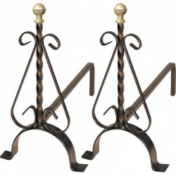 ALARI TORCIGLIONE CON POMOLI IN OTTONE CM.41 269032