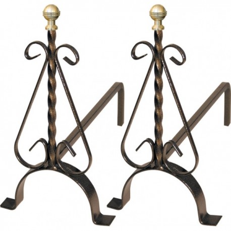 ALARI TORCIGLIONE CON POMOLI IN OTTONE CM.41 269032