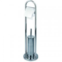 PORTASCOPINO WC CON PORTA ROTOLO IN ACCIAIO 164184