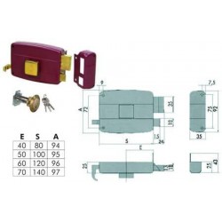 SERRATURA CISA 50110 DA PORTONCINO CON POMOLO INTERNO CATENACCIO E SCROCCO