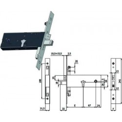 SERRATURA OMEC TRIPLICE INFILARE PER FASCE CATENACCIO E SCROCCO MM.64 H