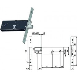 SERRATURA OMEC DA INFILARE PER FASCE CATENACCIO E SCROCCO MM.64 H 1940 393973