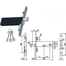 SERRATURA OMEC TRIPLICE INFIL. PER FASCE D/MAPPA CAT. E SCR. MM.57 H 5980 394031