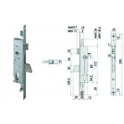 SERRATURA CISA TRIPLICE DA INFILARE PER MONTANTI CON QUADRO E SCROCCO 46225