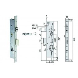 SERRATURA CISA TRIPLICE INFILARE MONTANTI CON QUADRO E SCR. MULTITOP 49225