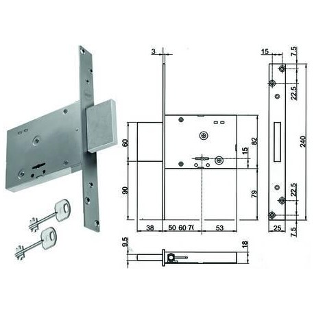 SERRATURA YALE DA INFILARE DOPPIA MAPPA SOLO CATENACCIO Y8TD100