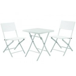 SET GIARDINO "FOLD WHITE" IN RATTAN SINTETICO PP TRE PEZZI 378178