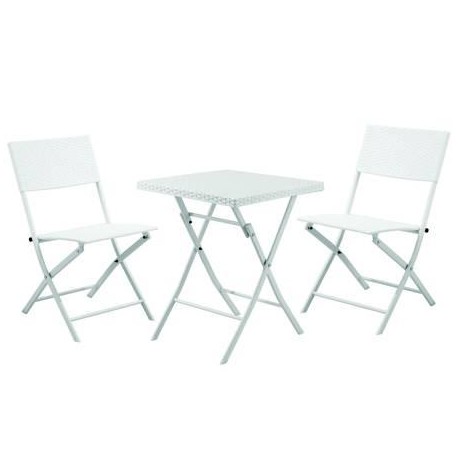 SET GIARDINO "FOLD WHITE" IN RATTAN SINTETICO PP TRE PEZZI 378178