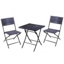 SET GIARDINO "FOLD BLACK" IN RATTAN SINTETICO PP TRE PEZZI 378185