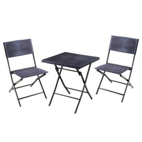 SET GIARDINO "FOLD BLACK" IN RATTAN SINTETICO PP TRE PEZZI 378185
