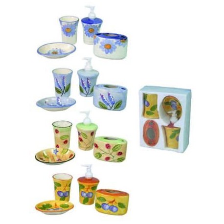 SET BAGNO IN CERAMICA DECORATA COLORATA 59176