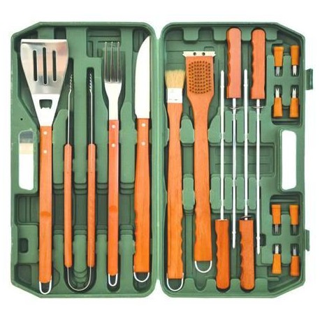 ATTREZZI ACCIAIO INOX PER GRILL IN SET 18 PEZZI 60219