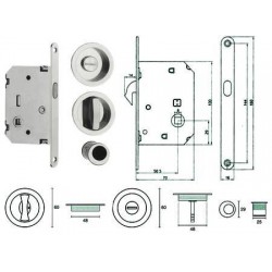 KIT SERRATURA PER PORTE SCORREVOLI B. TONDO CR. SATINATO 399715
