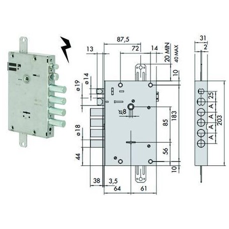 ELETTROSERRATURA CISA TRIPLICE APPLIC. DOPPIA MAPPA PORTE BLINDATE 17515