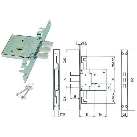 SERRATURA SAB TRIPLICE DA INFILARE D. MAPPA CATENACCIO ANTISTRAPPO 460/3S 404167
