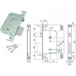 SERRATURA SAB TRIPLICE DA INFILARE D. MAPPA CON SCROCCO E CATENACCIO 600/3 404174