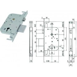SERRATURA SAB TRIPLICE INFILARE A CILINDRO C/SCROCCO E CATENACCIO 600Y 404181