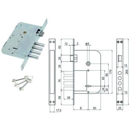 SERRATURA SAB DA INFILARE D. MAPPA CON SCROCCO E CATENACCIO A PIOLI 654/2 404204